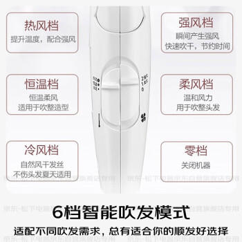 松下（Panasonic）高速护发吹风机家用负离子大功率不伤发电吹风低噪速干可折叠吹风筒生日母亲节礼物白色EH-WNE6A 商品图0