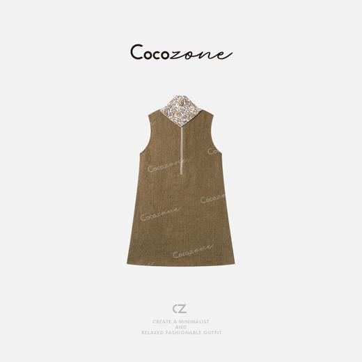 COCO ZONE 刘一一 【100亚麻】圆领无袖垂坠感连衣裙CD2A1251 商品图4