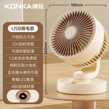 康佳小风扇空气循环扇家用台式摇头桌面电风扇小型轻音对流换气扇香薰驱蚊风扇办公室学生宿舍usb电扇 商品图4
