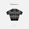 COCO ZONE刘一一  V领系带套头复古风显瘦撞色毛针织衫 CD1A0679 商品缩略图0