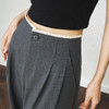 OLrain欧芮儿灰色通勤撞色木耳边直筒西装长裤女夏季2025新款裤子 商品缩略图3