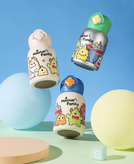 【品牌直发】【杯具熊星芒双饮怪怪家族系列】双饮保温杯540ml 儿童吸管水杯水壶一盖双饮杯可爱幼儿园316不锈钢 商品图2