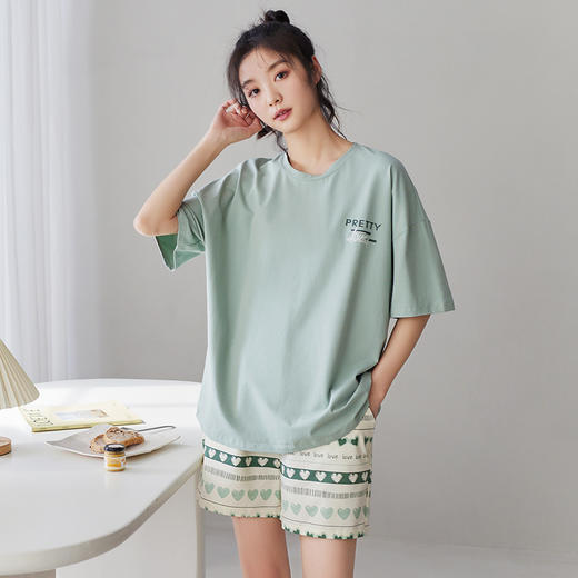 I'd爱帝时尚减龄卡通印花纯棉短袖家居套 商品图1