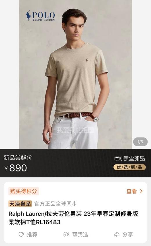 拉夫纯原男款经典小标T恤第二件半价 商品图2