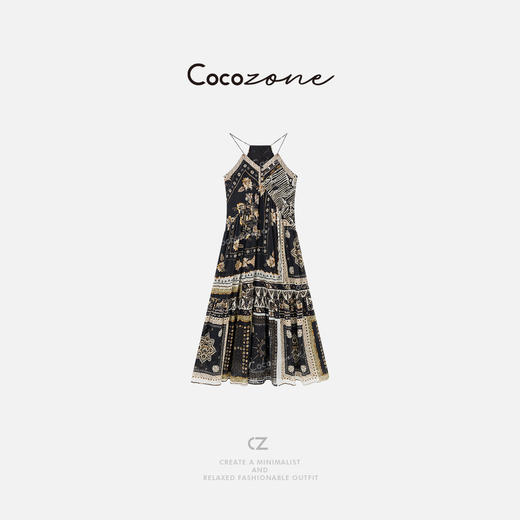 COCO ZONE 刘一一“图腾裙” 100棉复古植物花朵图案连衣裙CD2A1161 商品图3