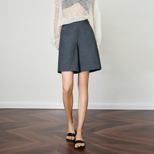OLrain欧芮儿灰色百搭通勤西装中裤女夏季2025新款直筒五分裤短裤 商品图0