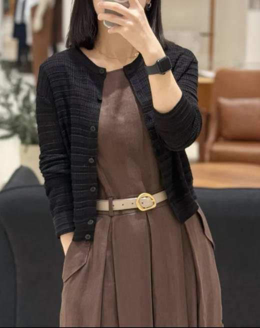 61-6 渠道高端货 小禾 百分百真丝 竹节肌理 小香风 开衫上衣 商品图5