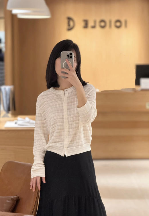 61-6 渠道高端货 小禾 百分百真丝 竹节肌理 小香风 开衫上衣 商品图8