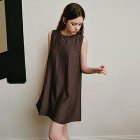 OLrain欧芮儿2025夏季新款咖色法式气质连衣裙立体蝴蝶结装饰长裙