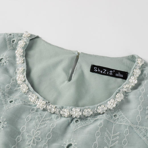 奢姿大码女装2025夏季短袖度假宽松刺绣提花减龄气质连衣裙9952853326 商品图4