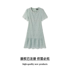 奢姿大码女装2025夏季短袖度假宽松刺绣提花减龄气质连衣裙9952853326