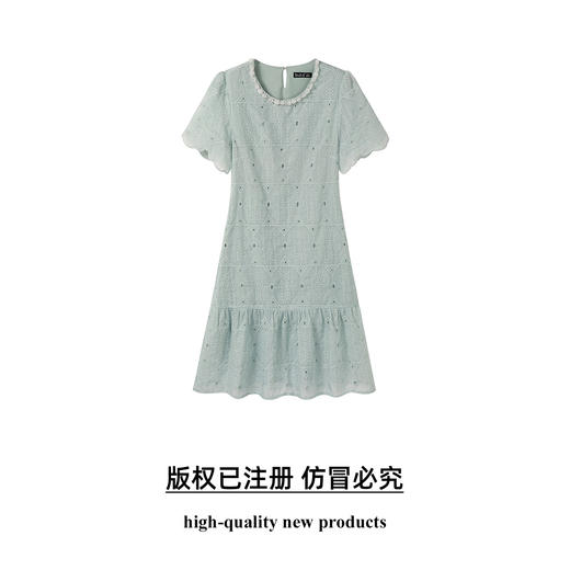 奢姿大码女装2025夏季短袖度假宽松刺绣提花减龄气质连衣裙9952853326 商品图0