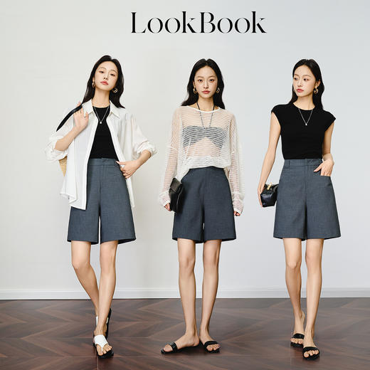 OLrain欧芮儿灰色百搭通勤西装中裤女夏季2025新款直筒五分裤短裤 商品图3