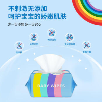 粒米婴儿手口湿巾90抽*4包 母婴宝宝棉柔湿巾儿童湿纸巾擦脸湿巾 /家庭清洁/纸品 /清洁纸品 /湿巾 商品图6