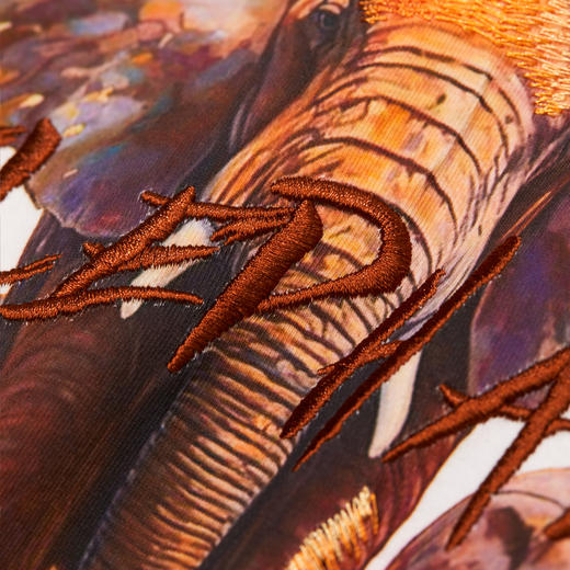 棉仓363801055-微宽松乱针绣好运大象T恤 商品图3