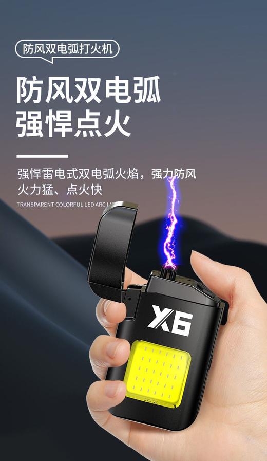 【父亲节好物】「🔥男士必备神器！防风双电弧打火机+迷你补光灯，点亮你的每个瞬间✨」 男士手中宝  充电打火机 男士防风轻奢车载电子点烟器 迷你口袋补光灯便携工作灯 商品图4