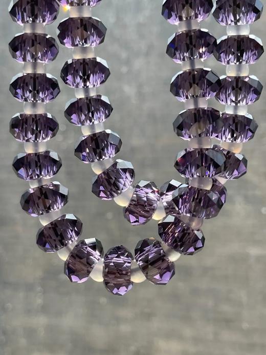 紫晶菱格面扁珠项链与银钩耳坠套组，顺丰包邮 商品图4