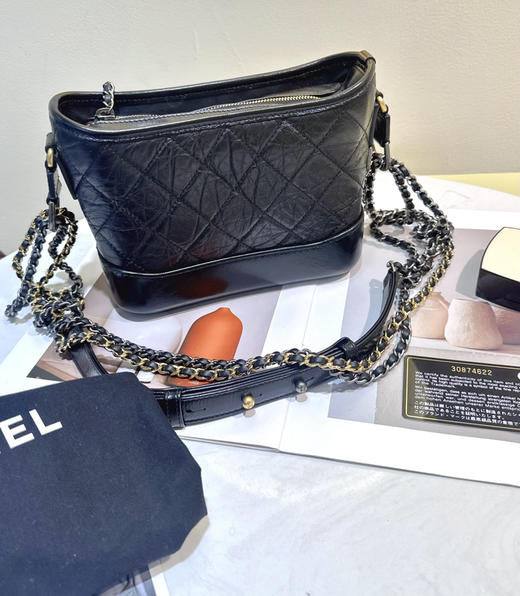 Chanel 小号 黑色 做旧牛皮 菱格纹 流浪包 商品图1