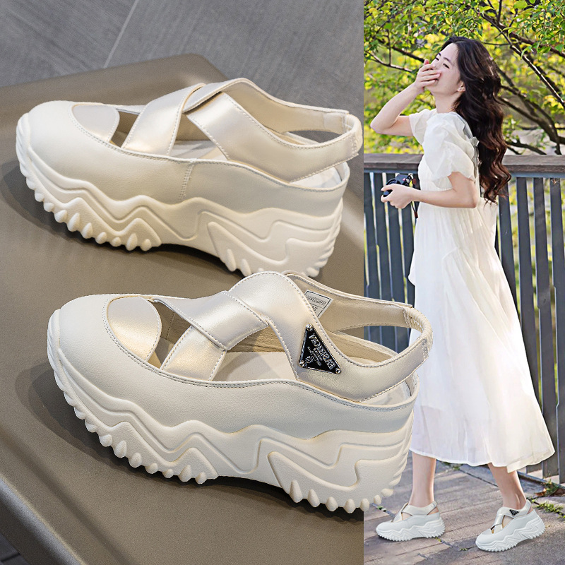 老爹鞋夏款包头镂空凉鞋，百搭厚底时尚休闲透气LMS24103