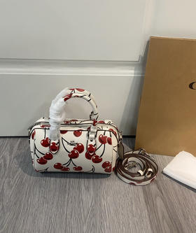 夏季特惠💰430 蔻驰新款CR245樱桃迷你枕头。CY745樱桃，女包RowanPVC新波士顿水桶mini手提斜挎枕头包 尺寸：18×14×8cm