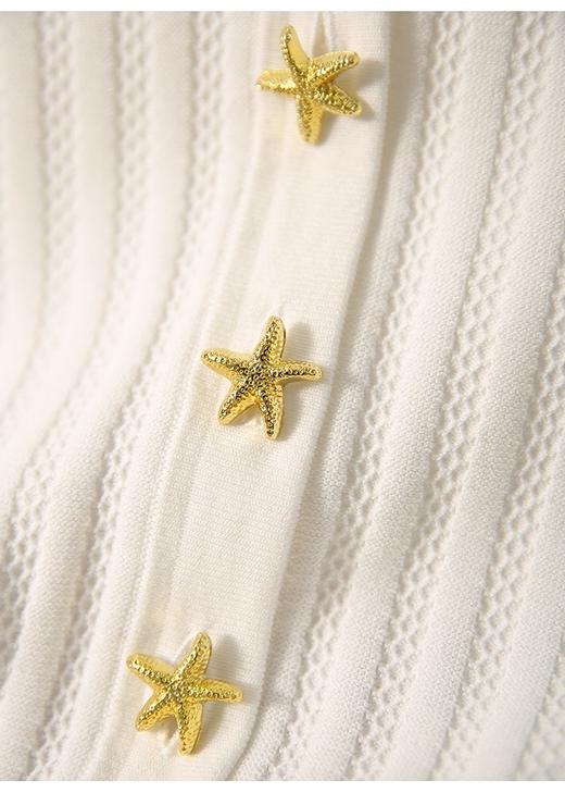 精致海星纽扣显瘦V领冰麻针织衫 商品图8