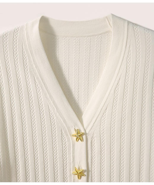 精致海星纽扣显瘦V领冰麻针织衫 商品图10