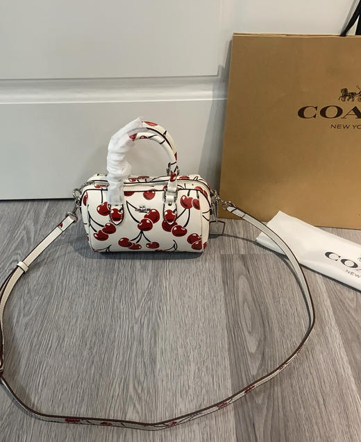 夏季特惠💰430 蔻驰新款CR245樱桃迷你枕头。CY745樱桃，女包RowanPVC新波士顿水桶mini手提斜挎枕头包 尺寸：18×14×8cm 商品图2