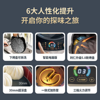 利仁（Liven）电饼铛家庭用可拆洗30mm加深电饼档蒸汽盘双面煎烤煎饼锅烤肉三明治早餐机LR-D3088S /家用电器 /厨房小电 /电饼铛 商品图1