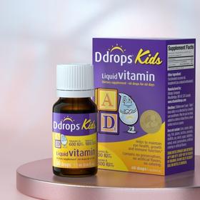 加拿大 Ddrops滴卓思儿童AD维生素A（1800IU）+D3（600IU）滴剂 60滴