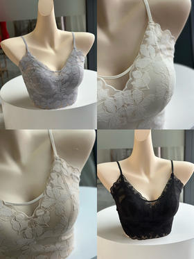 62-4 LP新款 蕾丝吊带背心 有弹力 法式兔耳朵 可调节细肩带 炒鸡舒适