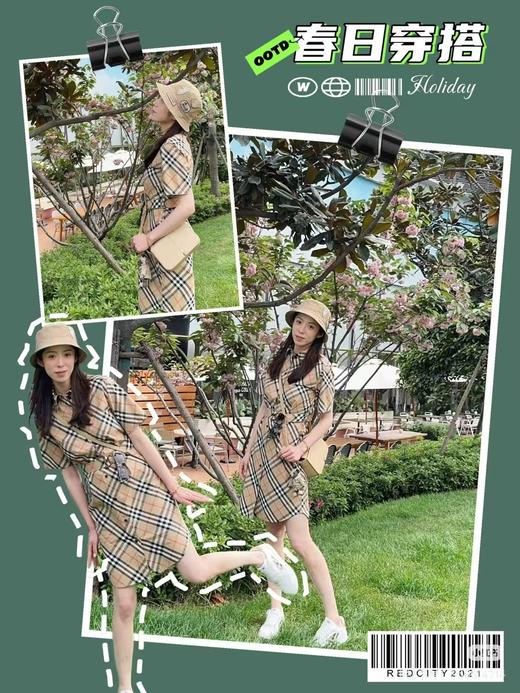 BUR新款连衣裙 Vintage复古格纹甄选100%客供纯棉面料 商品图6