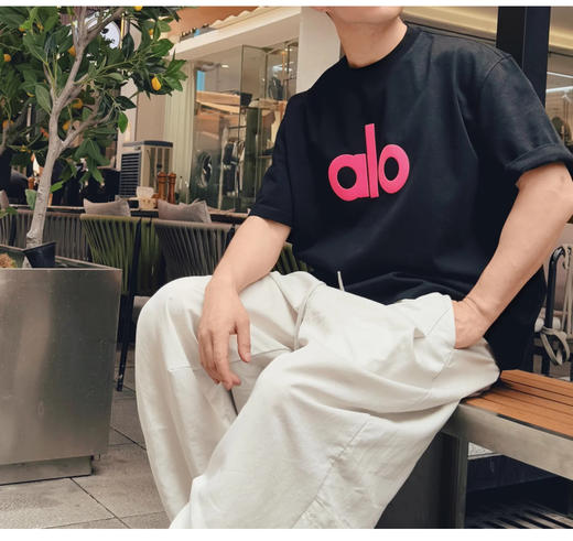 AL0 立体发泡印花 宽松情侣款 圆领短袖T恤 TX508 商品图3