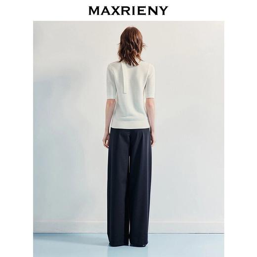 MAXRIENY精致千金风宽松v领飘带毛针织衫25夏款高级气质感上衣女(货号:MF86JA254) 商品图3