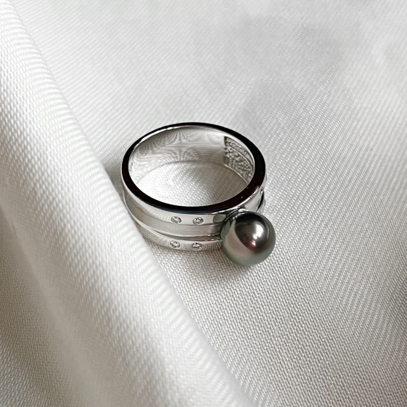 ONLY系列 14K镶钻石和大溪地珍珠 戒指