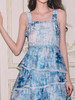 蓝色波浪印花吊带背心层叠荷叶边连衣裙 商品缩略图2