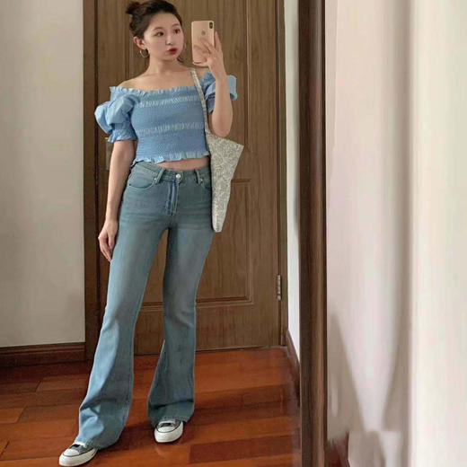 「K」洛诗琳44700进口面料微辣牛仔裤2025夏季高腰显瘦裤子2401 商品图3