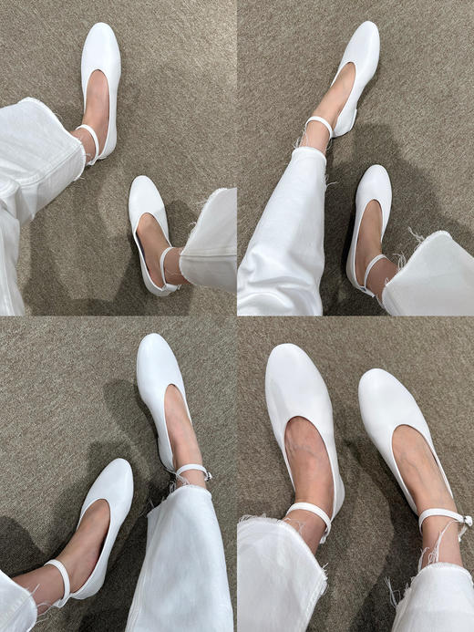 HIDEMI进口小羊皮极简设计感圆头可拆卸脚环平底鞋单鞋 商品图3