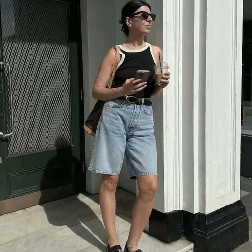 「K」洛诗琳44911土耳其长绒棉怀旧复古高腰显瘦五分牛仔裤女2403 商品图3