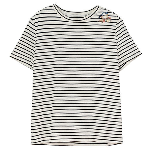 牧衣游原创条纹纯棉T恤女夏轻薄舒适经典新品休闲百搭短袖 小桃夭 商品图4