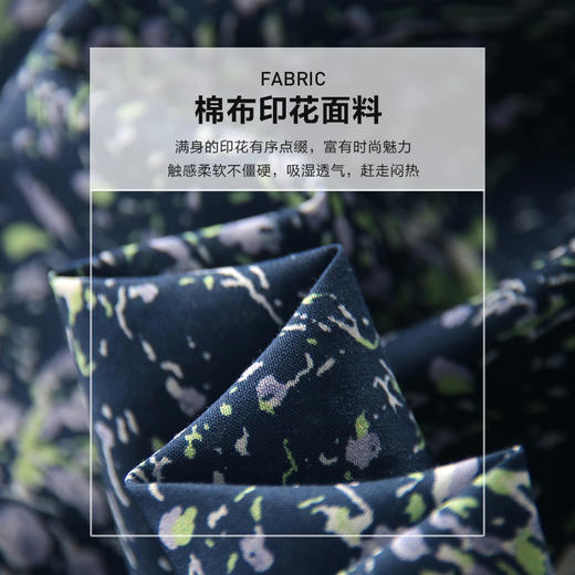 未风蓝色纯棉碎花连衣裙女夏2025新款夏季女装气质泡泡袖收腰裙子 商品图4