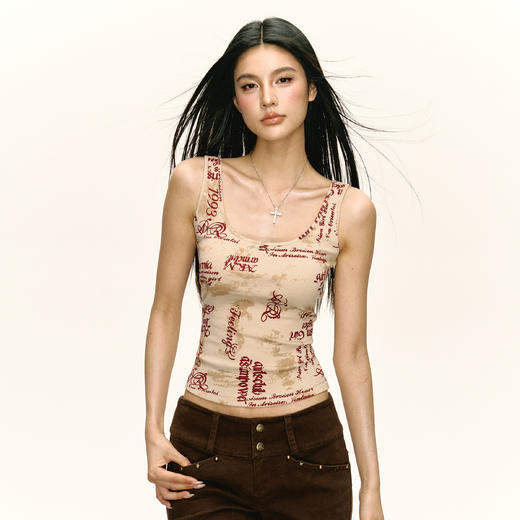 Ariseism  美式复古修身吊带背心女2025夏季新款内搭打底上衣 商品图1