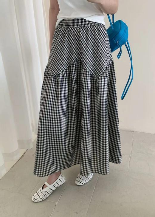 亚麻棉格纹半身裙 C21925112 商品图8