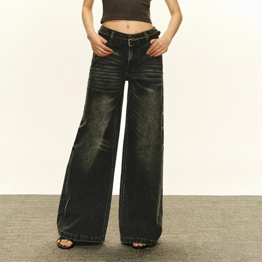 Ariseism 美式复古水洗牛仔裤女2025夏季新款修身休闲长裤子 商品图2