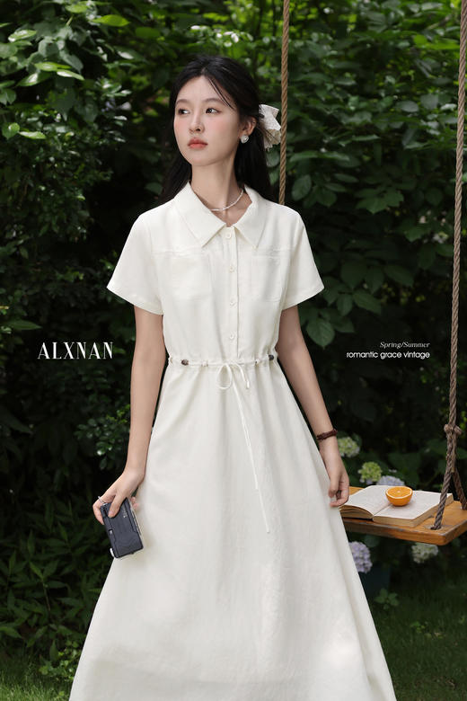 鹿向南「风起时分」夏季气质女连衣裙通勤减龄小众收腰显瘦长裙子 商品图5