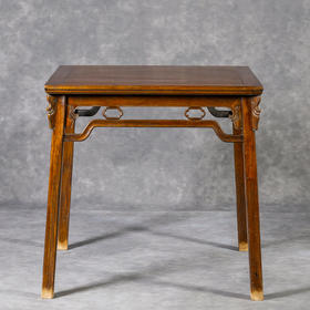 清	黄花梨海棠卡子花一腿三牙方桌