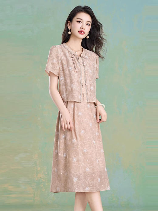 「自」全新升级【铂金会员293/天猫399/差价106】(99447)洛诗琳气质优雅连衣裙套装2025夏季新款国风刺绣背心裙两件套女 商品图1