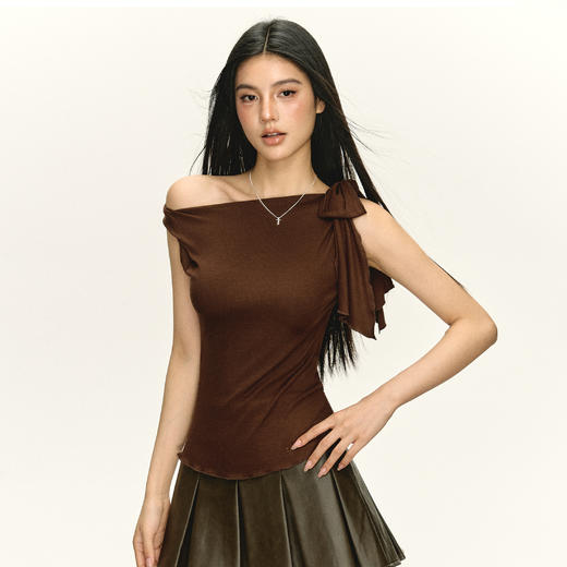 Ariseism 美式复古辣妹设计感露肩短袖T恤女2025夏季新款修身上衣 商品图1