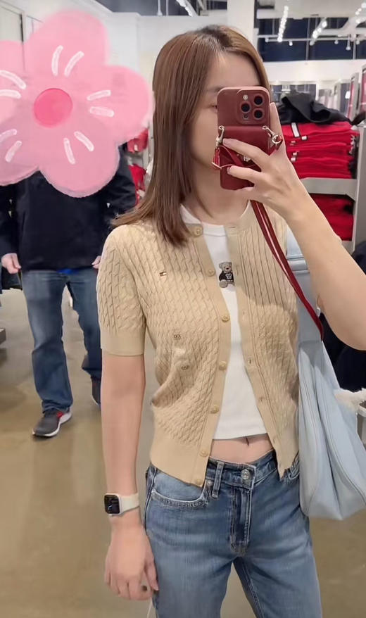 终于有折💰399元直邮🇺🇸Tommy女款短麻花开衫，纯棉材质质感柔软，新款的半袖毛衣真好看🔥都是白扣，有一些羊毛混纺 商品图5