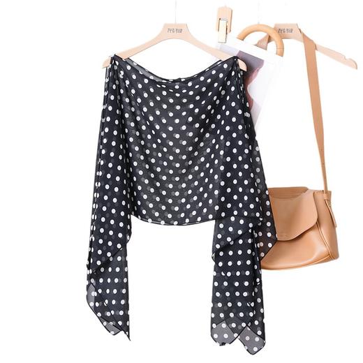 2025夏季新款外出拍照时尚波点印花钉珠套头防晒披肩显瘦上衣外搭 商品图4