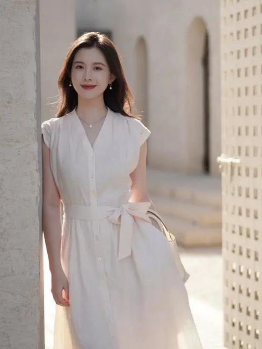 LPIUTY品牌直发！老钱气质亚麻棉连衣裙 C1225055 商品图0